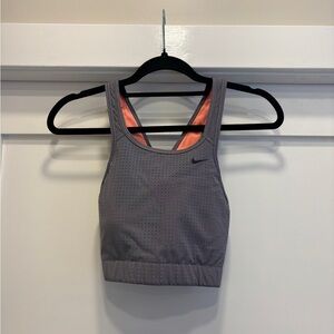Nike Women's Perforated Gray Sports Bra with Coral Accents